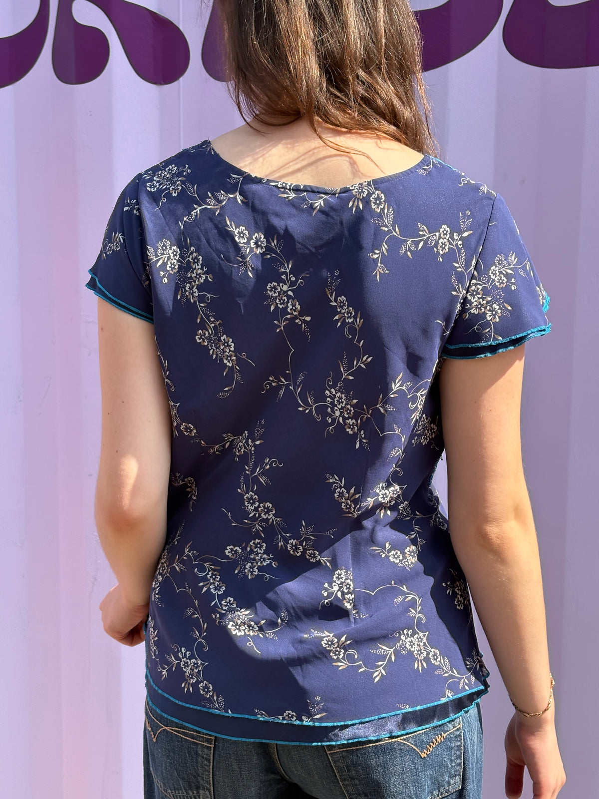 Floral beaded sequin top